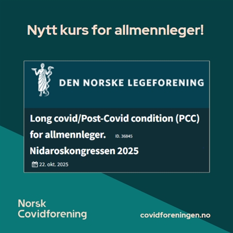 Nytt kurs for allmennleger på Nidaroskongressen 2025 - Long Covid/Post-Covid Condition (PCC) 